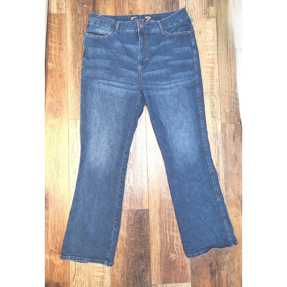Seven7 Womens Plus 18W Bootcut Leg Jeans Dark Wash High‎ Rise Stretch Denim Blue